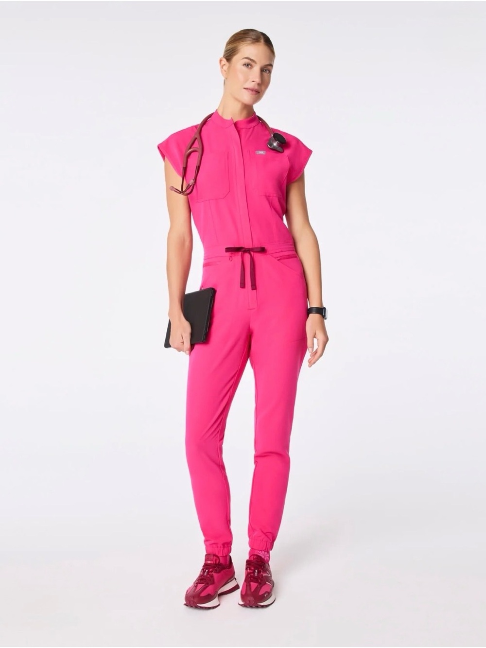 Figs Rafaela Pink Jogger Scrubjumpsuit Sz XS